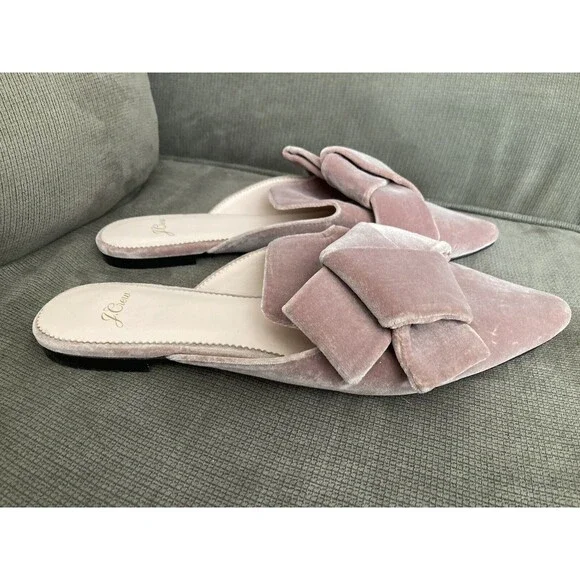 J. Crew Pink Velvet Flats with Bow - Picture 8 of 14
